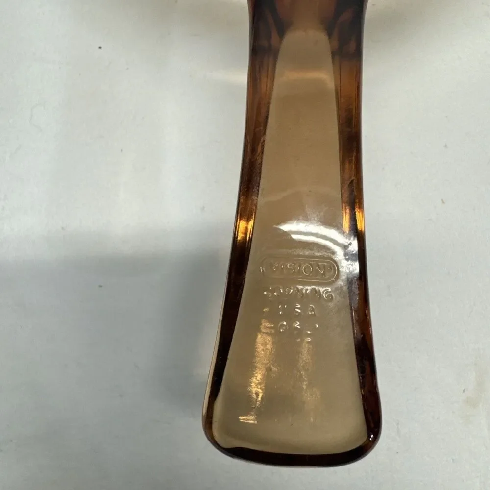 Vintage Vision Corning Ware Amber Brown 0.5 L Sauce Pan Pot With Pyrex Lid USA